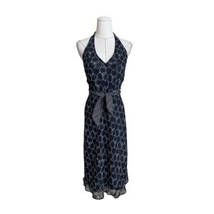 Vintage 90s Laundry Graphic OpArt Print Halter Dress sz 2 XS
